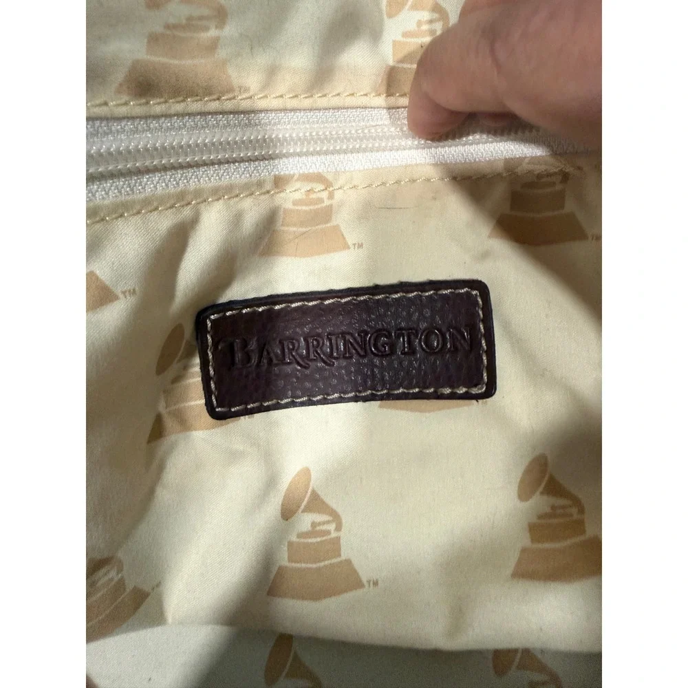 Barrington Plaid Grammy Awards Duffel Bag Brown Leather Trim Travel Weekender
